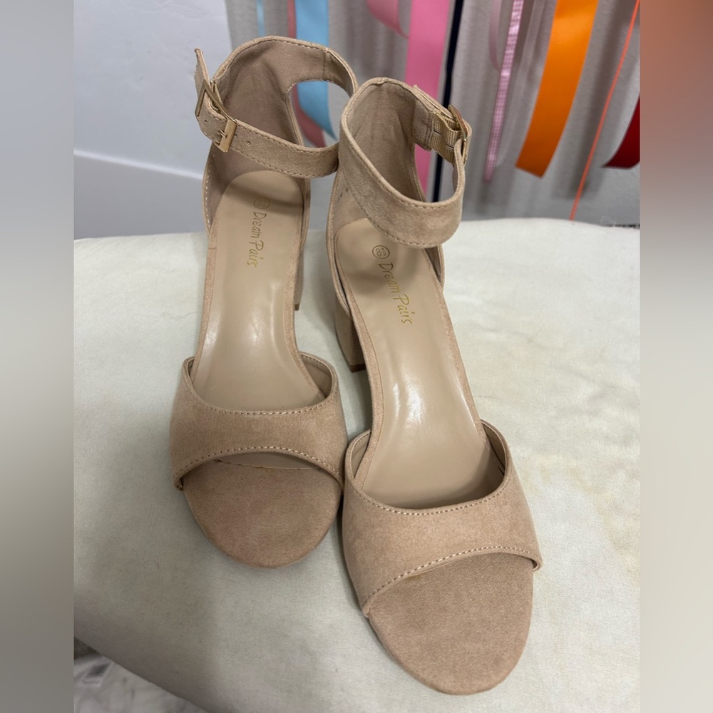 Dream Pairs Beige Ankle Strap Heels